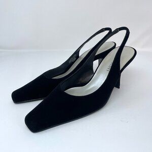 Karen Scott Women's Mason Black Velvet Slingback Heels Shoes, Size 5.5M